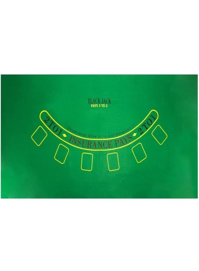 WMX KD Casino Tabletop Felt Layout Mat for Nights Game, Fun Casino, Parties, and Events! 36"x72" (Green Blackjack) - Image 1